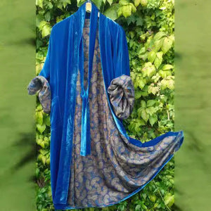 Chic Und Stil | Satin Digital Floral Waist Belt Cardigan Pajamas