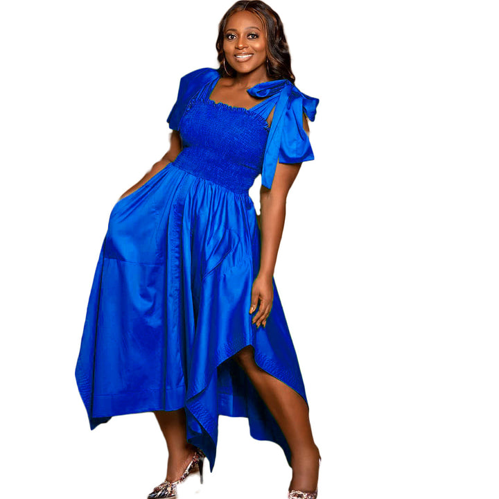 Ladies Elegant Midi Dress with a Flattering Cut and Playful Sleeves Lune London