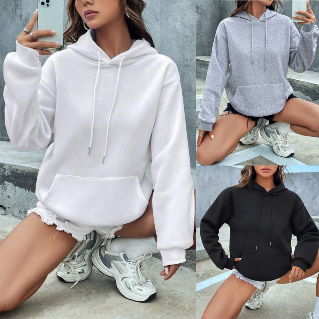 Casual hooded sweatshirt for women with a loose fit and kangaroo pocket Lune London