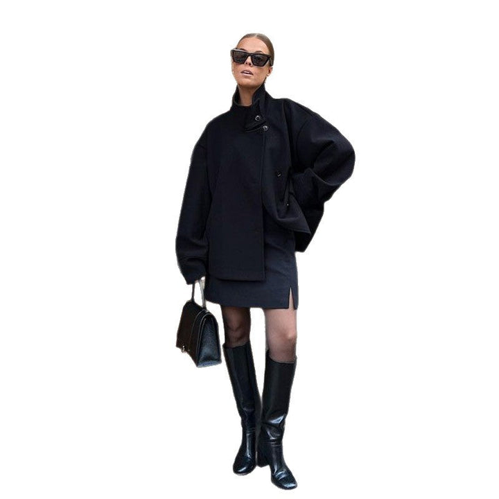 Women's Short Jacket with High Collar and Button Closure Lune London