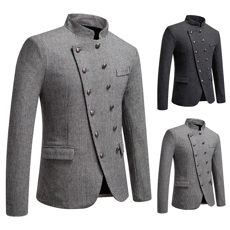 Double-breasted men's blazer with a modern plaid pattern Lune London