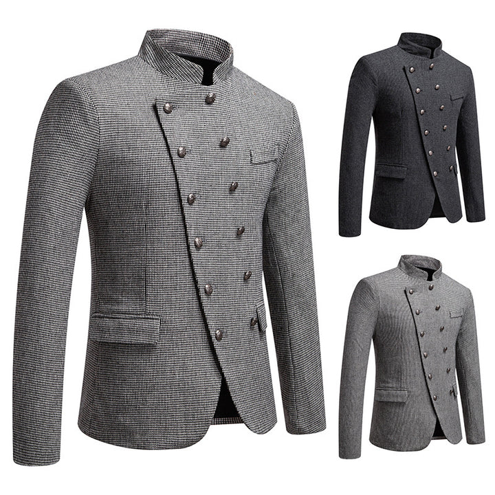 Double-breasted men's blazer with a modern plaid pattern Lune London