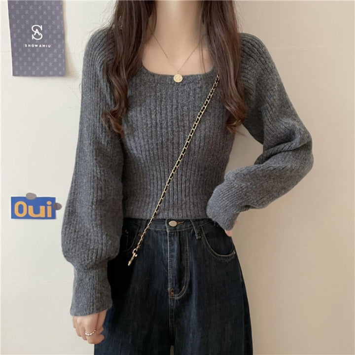 Pull en tricot côtelé décontracté pour femmes avec des manches larges Chic & Stil