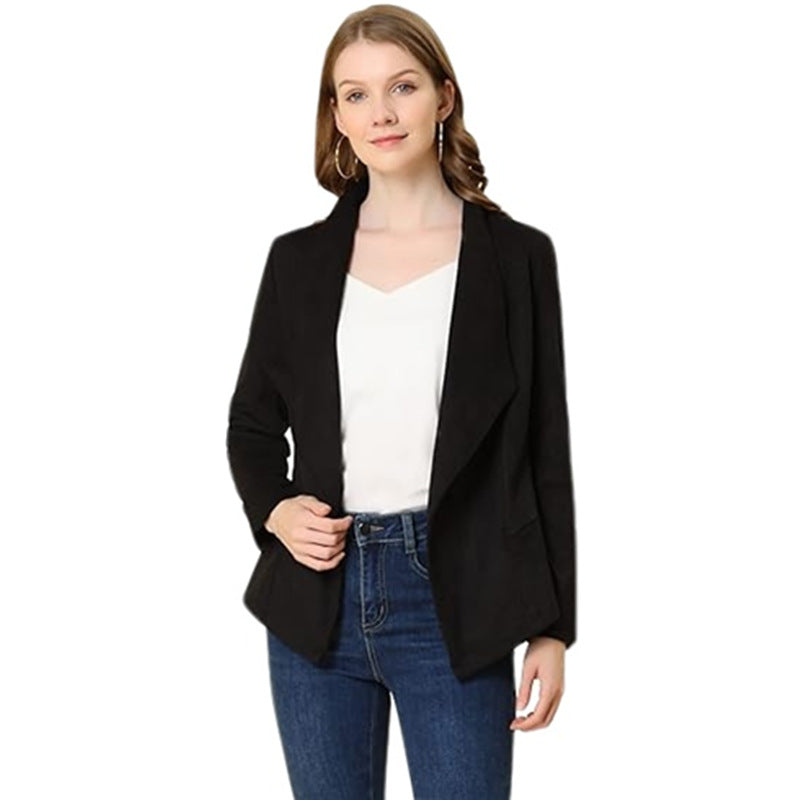 Women's faux leather jacket with asymmetrical lapel and fitted cut Chic and Style
