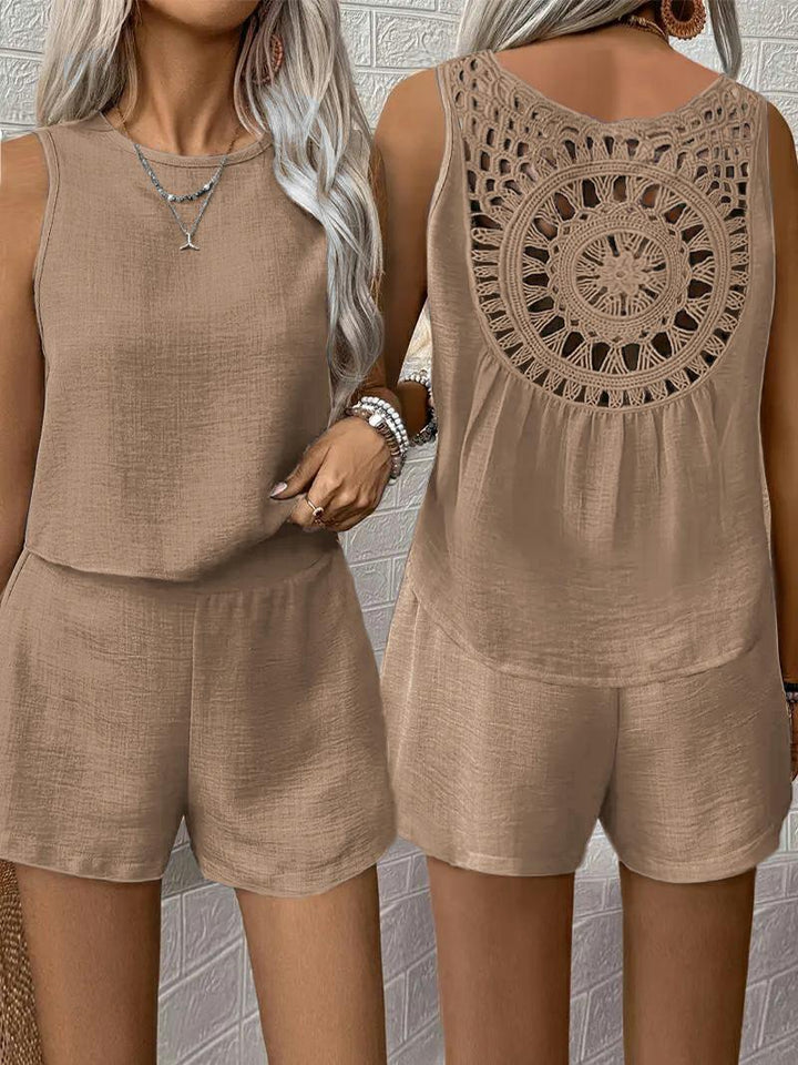 Ladies Casual Jumpsuit Crochet Back Lune London