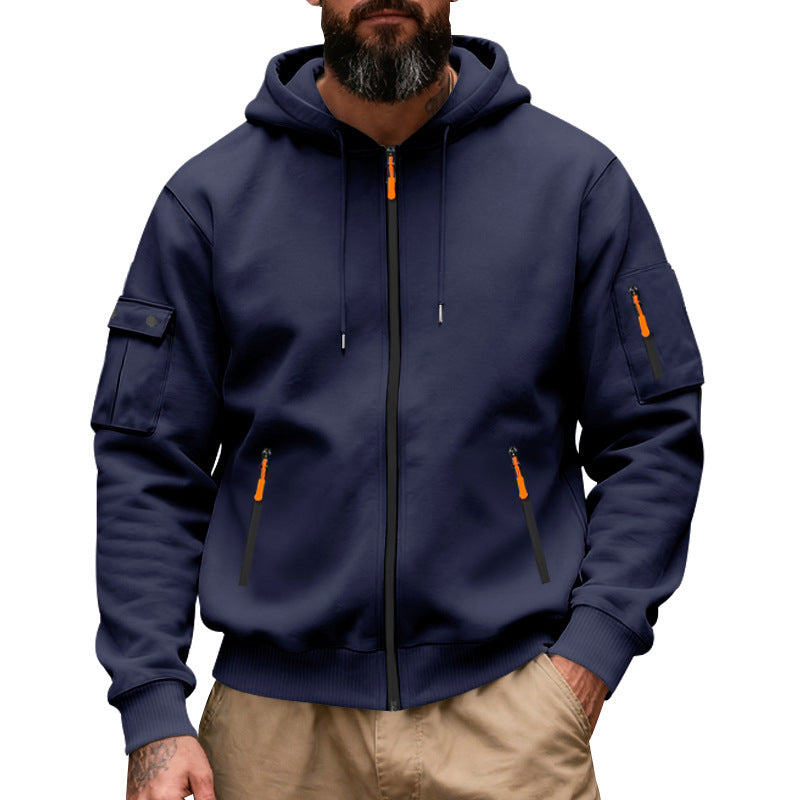 Practical hoodie for men with functional zippered pockets Lune London