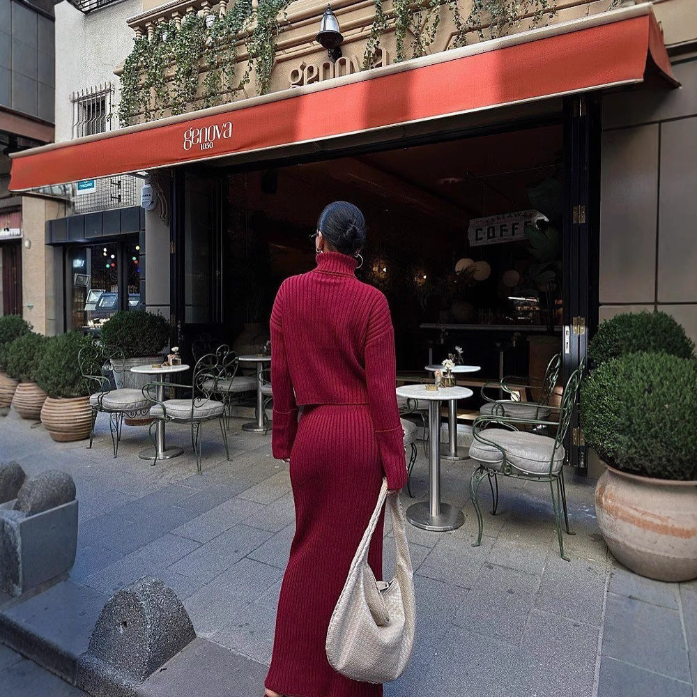 Lune London knitted pleated skirt and sweater set for women