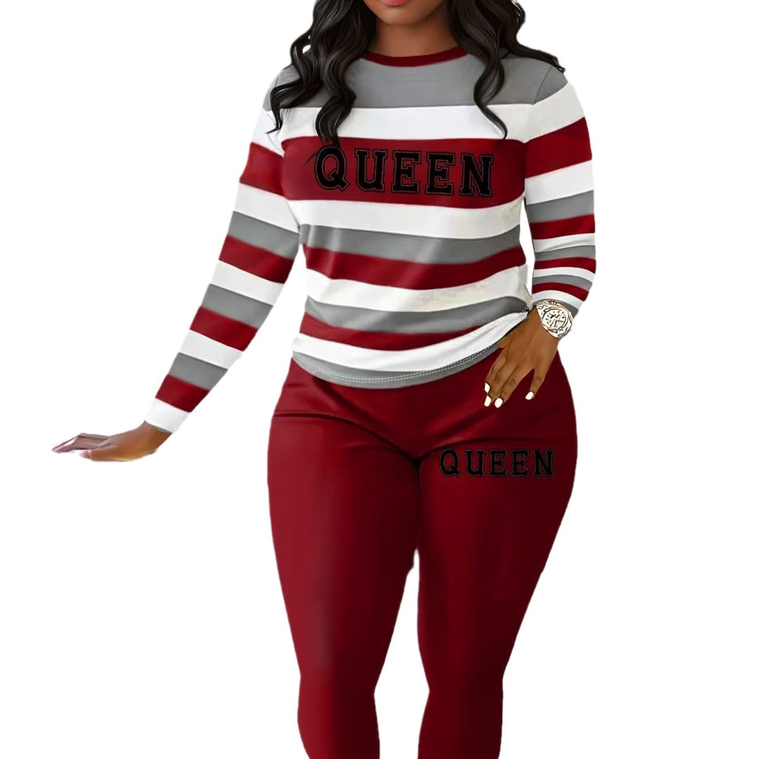 Leisure set for women with striped design and Lune London pattern
