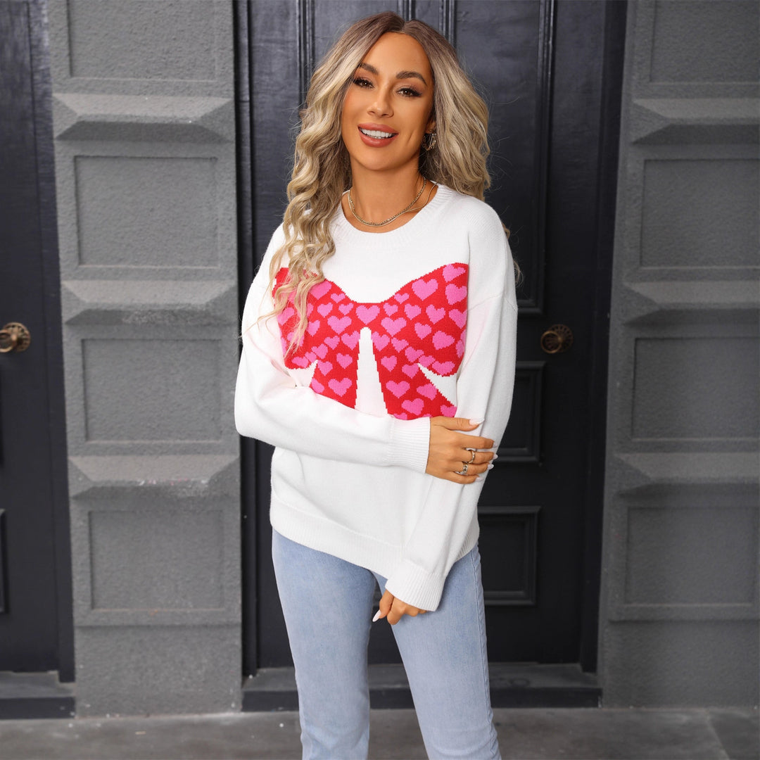 Knitted sweater for women with playful heart pattern Lune London