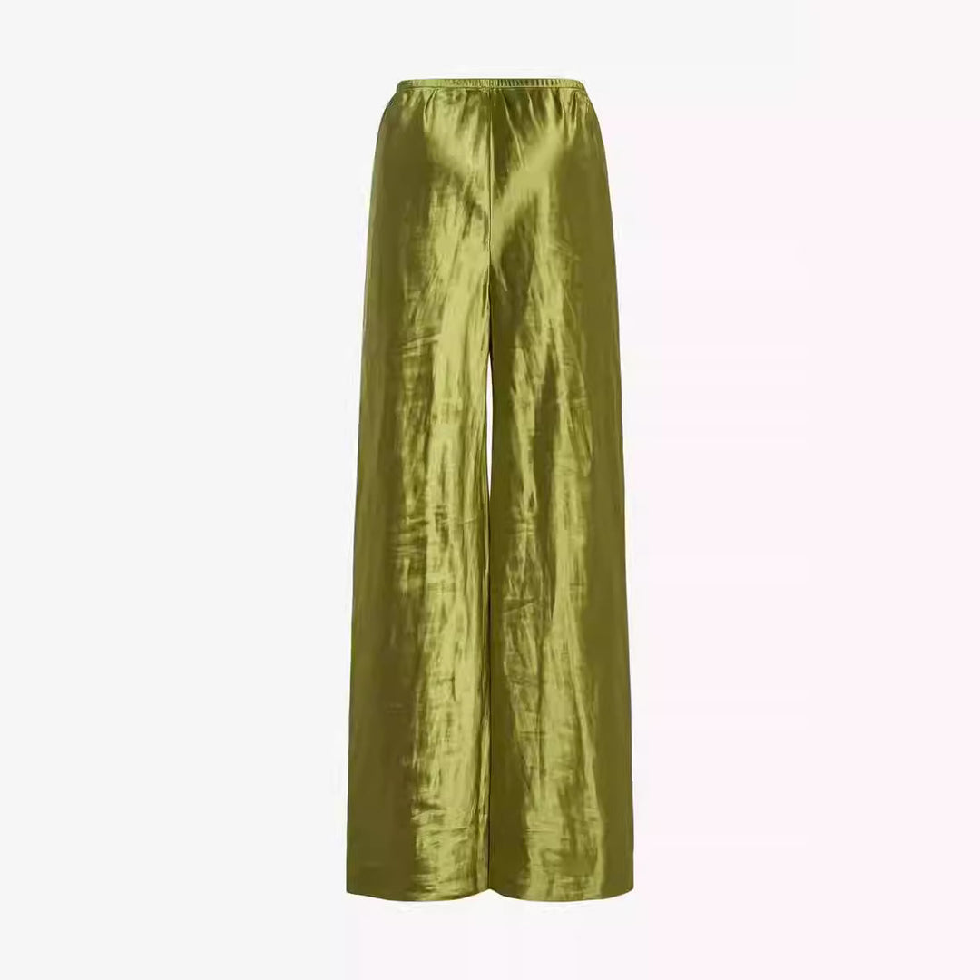 Pantalons élégants et fluides pour femmes à taille haute en satin de haute qualité Chic & Stil