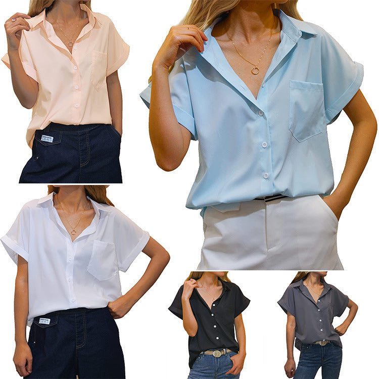 Women short blouse with elegantly cut short sleeves Lune London