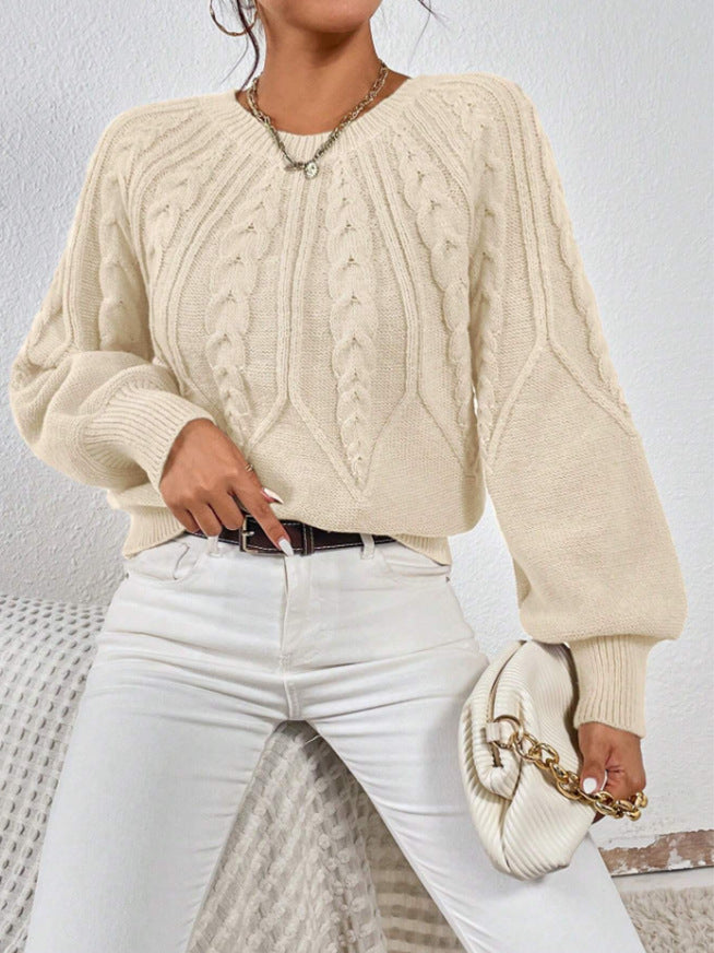 Knit sweater for women with cable pattern and wide sleeves Lune London