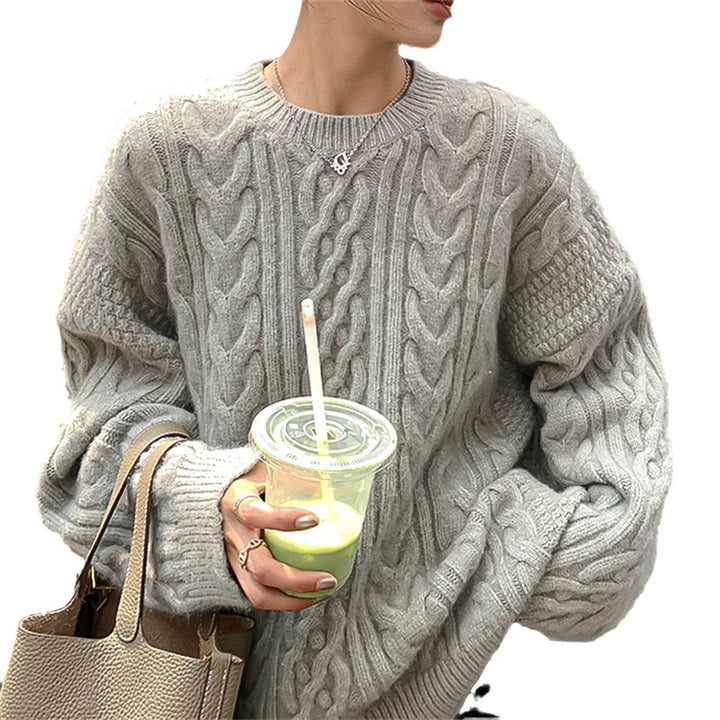 Pull femme en tricot épais avec motif en torsades et coupe décontractée Chic & Stil