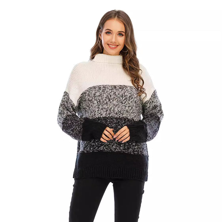 Pull à col roulé confortable pour femmes en tricot texturé Chic & Stil