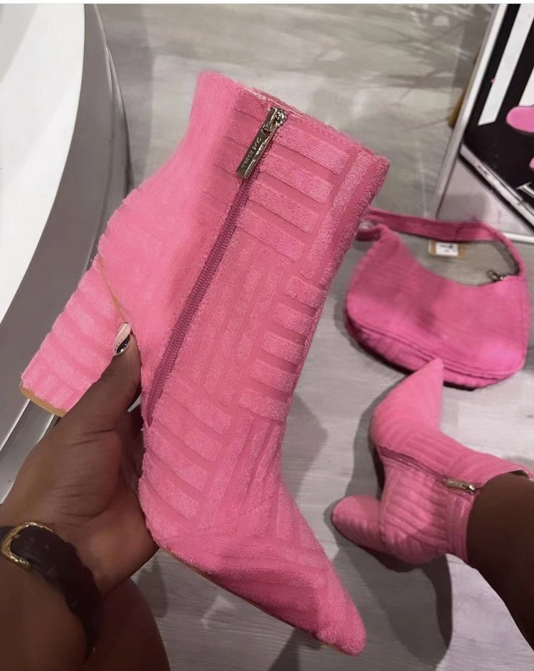 Women's Elegant Ankle Boots with Textured Upper Material and Practical Zipper Lune London