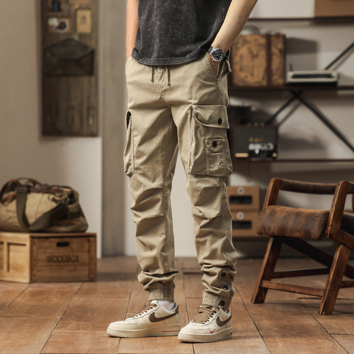 Pantalon cargo multi-fonction pour hommes avec taille élastique et poches pratiques Lune London