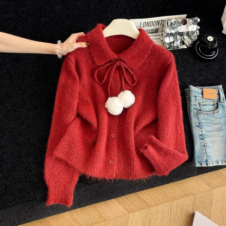 Cardigan féminin ludique avec grand col Chic & Stil