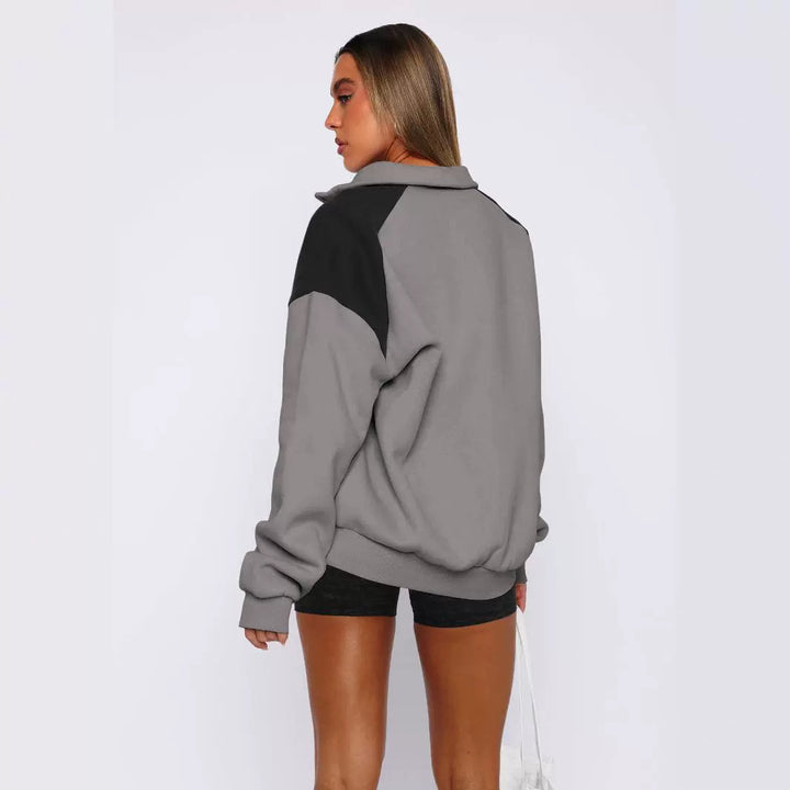 Ladies Sports Sweatshirt with High Collar and Zipper Lune London
