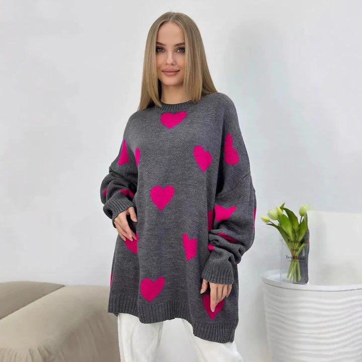 Chunky knit sweater for women with trendy heart pattern and comfortable fit Lune London