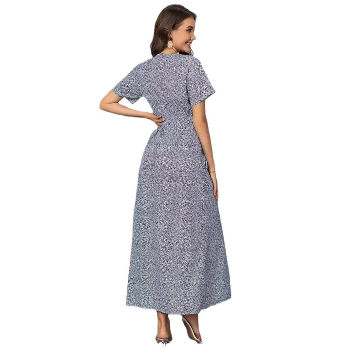Maxi dress with V-neck and floral print Lune London