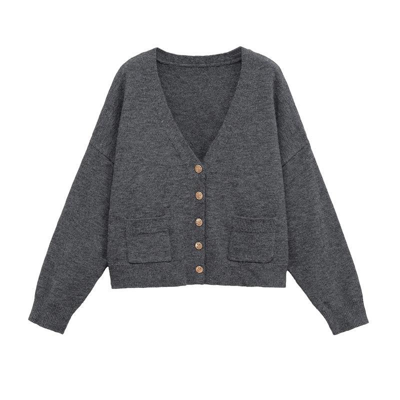 Ladies Short Knit Vest with V-Neck and Button Details Lune London