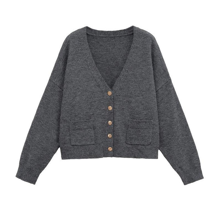 Ladies Short Knit Vest with V-Neck and Button Details Lune London