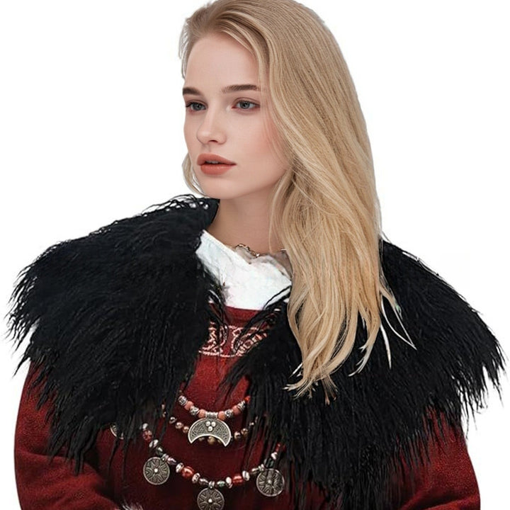 Ladies elegant faux fur collar with artistic embellishments Lune London