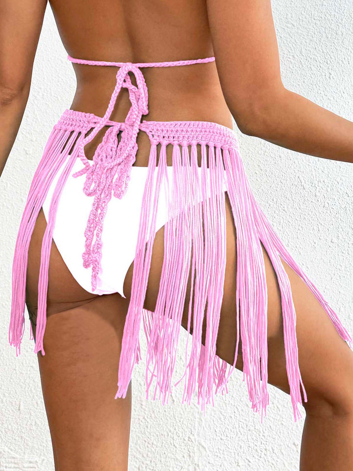 Fringed crochet cover-up skirt for women Lune London