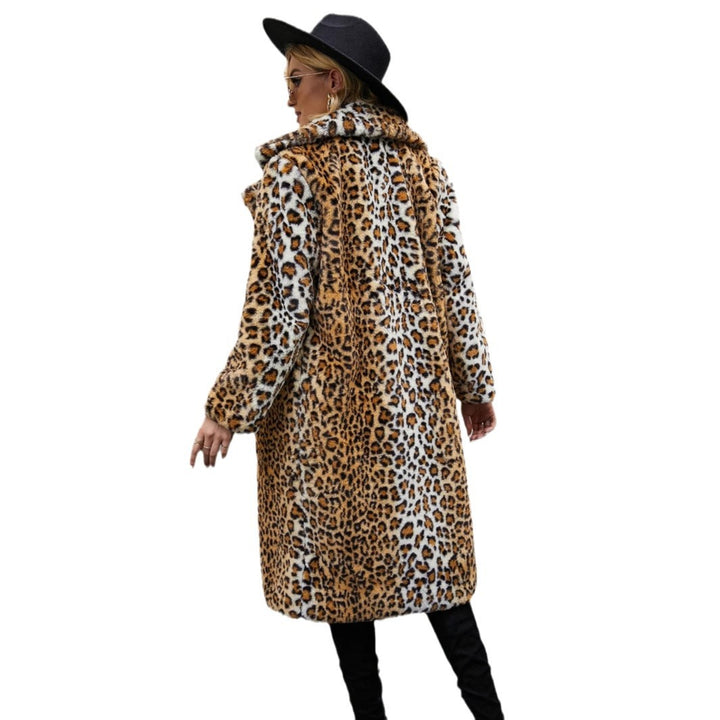 Long coat for women with leopard pattern and soft faux fur Lune London