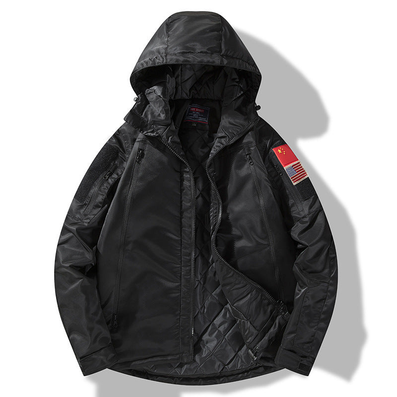 Insulated jacket for men with adjustable hood and functional pockets Lune London