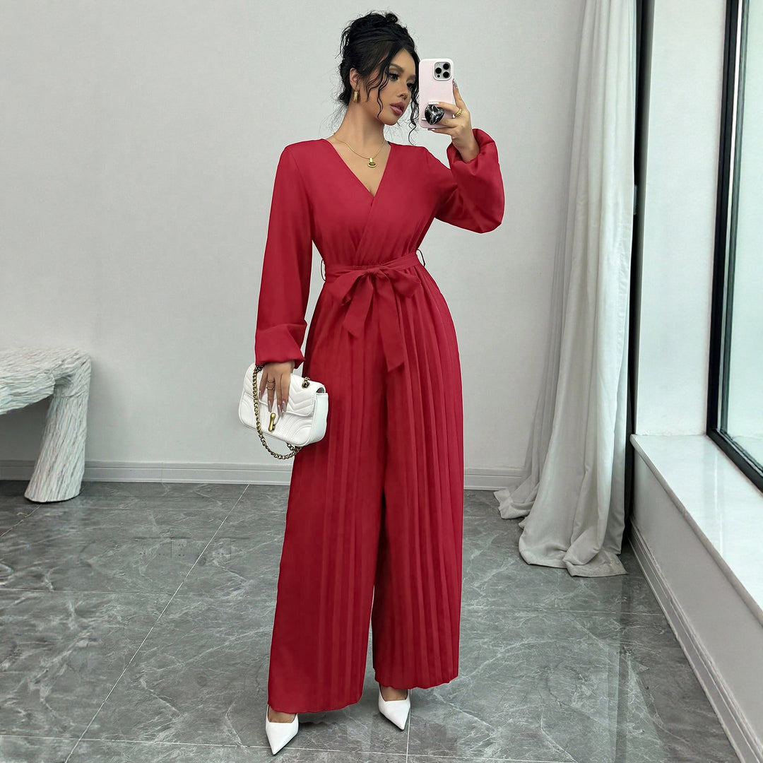 Women’s jumpsuit with pleats and belt Lune London