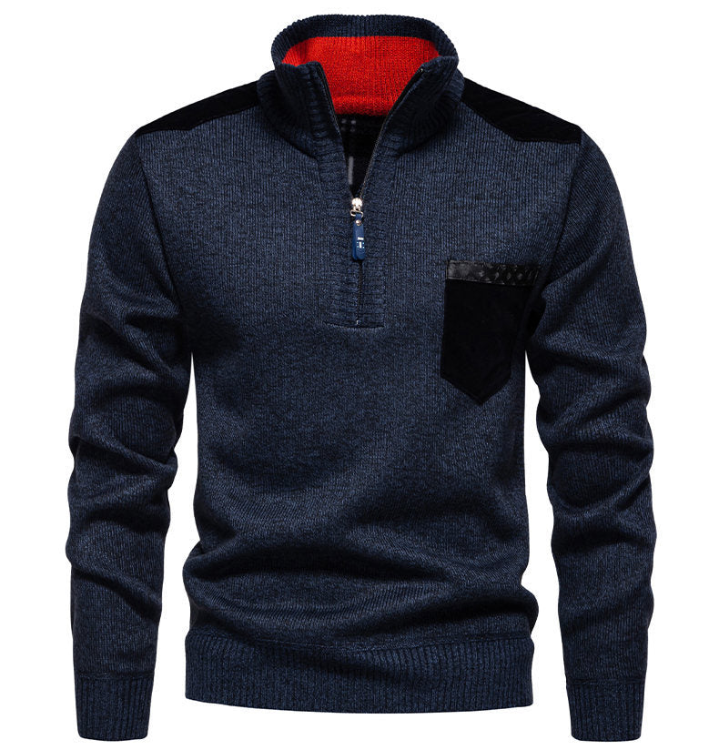 Men's Pullover with A Half-High Collar and Fashionable Accents Lune London