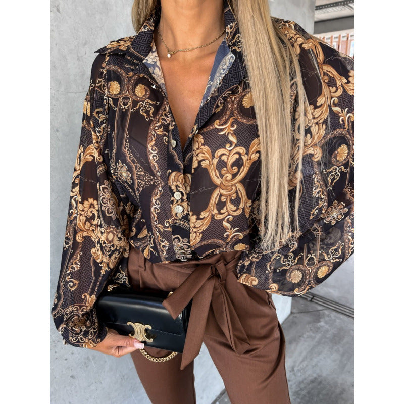 Women's blouse with floral print and bell sleeves Lune London