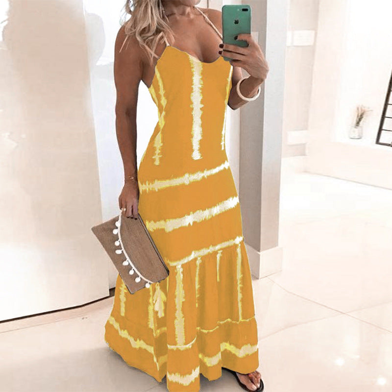 Robe maxi à bretelles spaghetti pour femmes avec détails de florescence Chic & Stil