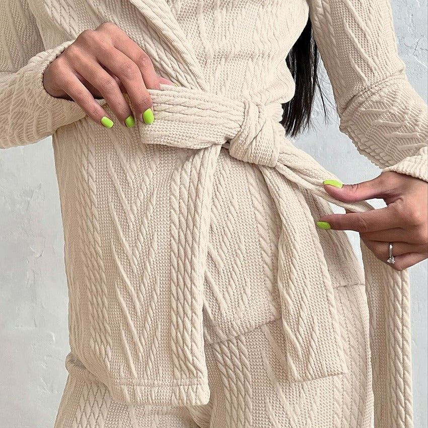 Women’s knit lounge set with open edges and relaxed fit Lune London