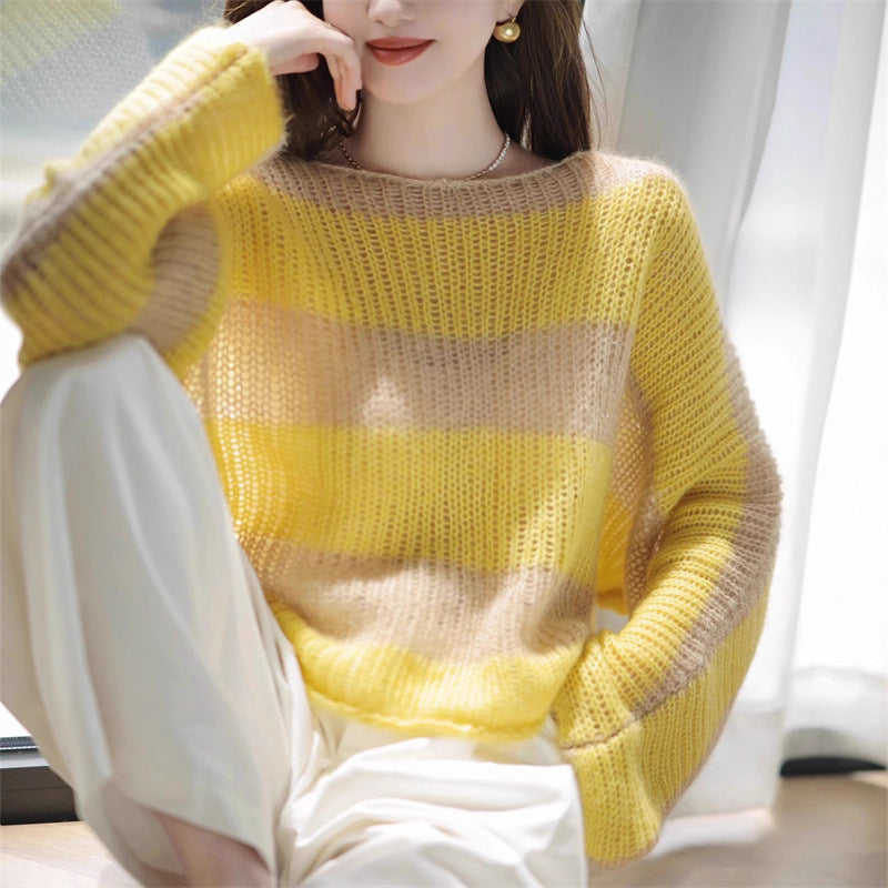 Pull femme décontracté en tricot épais avec motif transparent Lune London