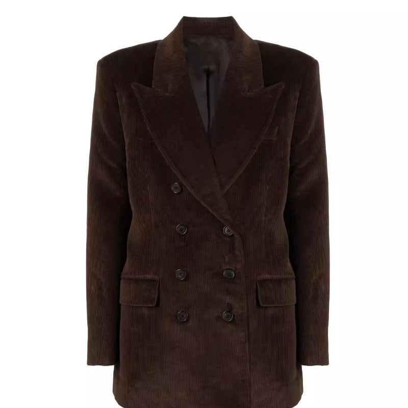 Women Elegant Double-Breasted Blazer with Modern Cut and Quilted Details Lune London