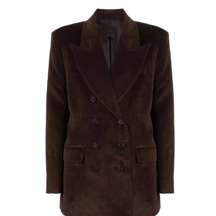 Women Elegant Double-Breasted Blazer with Modern Cut and Quilted Details Lune London