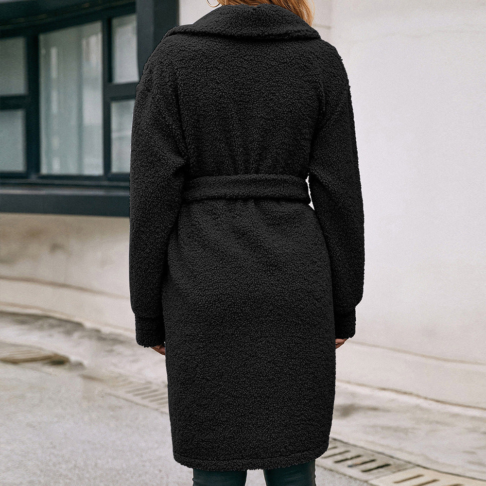 Ladies Cozy Teddy Jacket with Spacious Pockets and Chic and Stylish Button Details