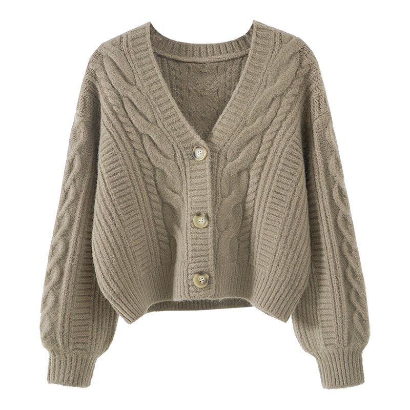 Cardigan de mode pour femmes avec motif en maille torsadée et détails de bouton extravagants Chic & Stil