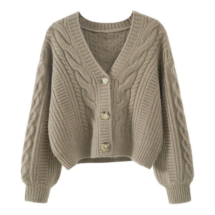 Cardigan de mode pour femmes avec motif en maille torsadée et détails de bouton extravagants Chic & Stil