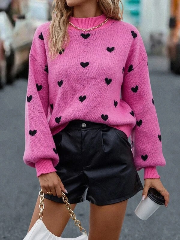 Pull femme avec design en forme de cœur et coupe décontractée Chic & Stil