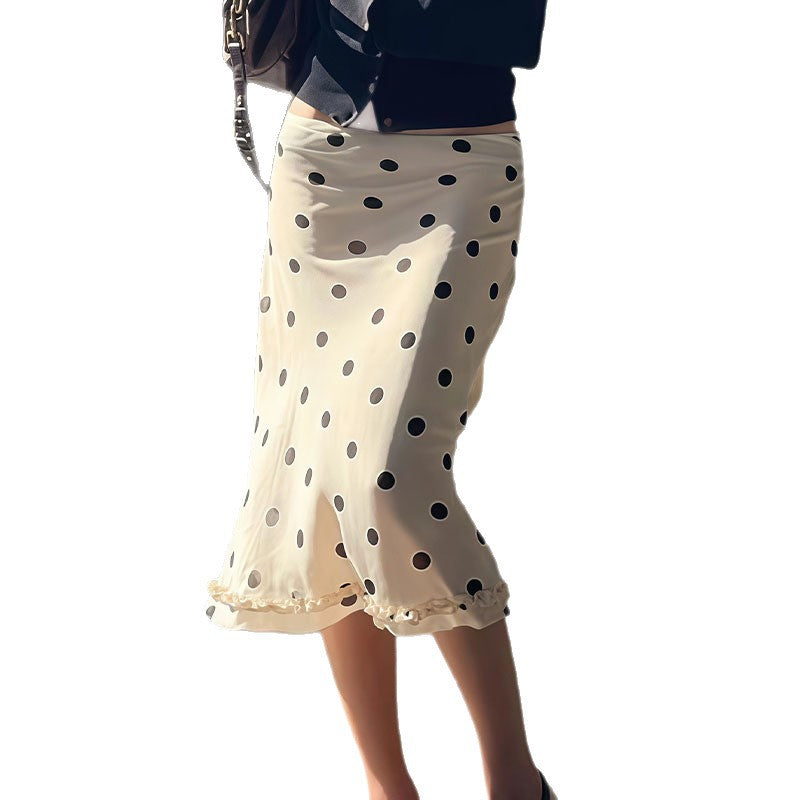 Lune London Women's Midi Skirt with Dots and Elastic Waist