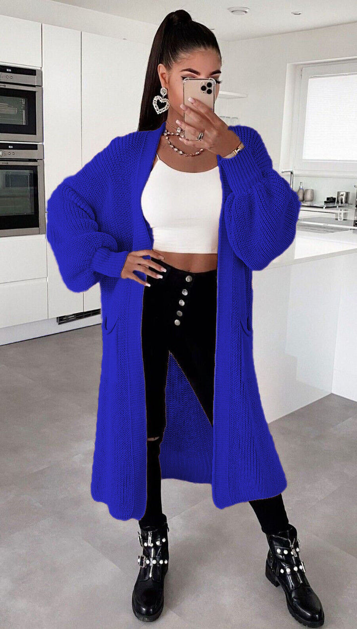Ladies Long Sweater Coat with Large Pockets Lune London