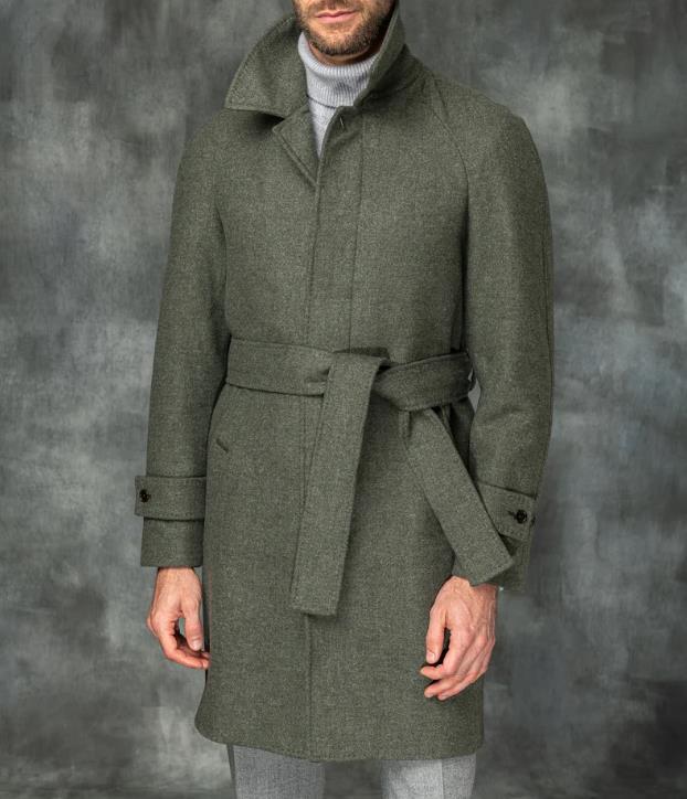 Elegant coat for men with a belt at the waist and modern accents Lune London