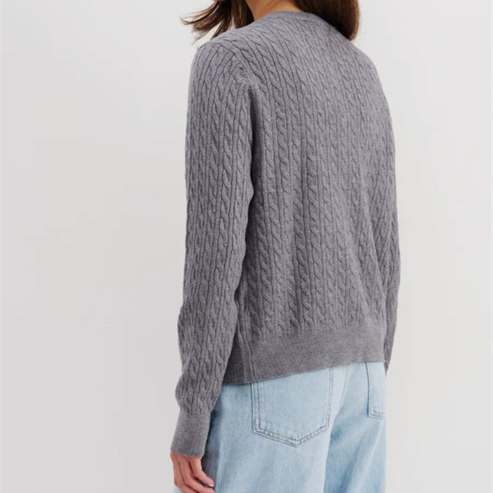 Women's knit jacket with a fine cable pattern and trendy buttons Lune London