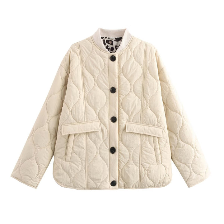 Lune London padded transitional jacket for women with practical pockets and stylish high collar