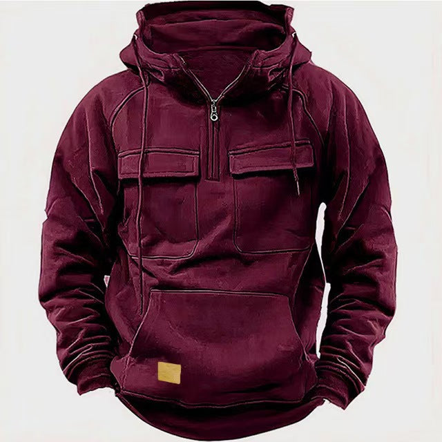 Hooded sweatshirt for men with practical pockets and full zipper Lune London