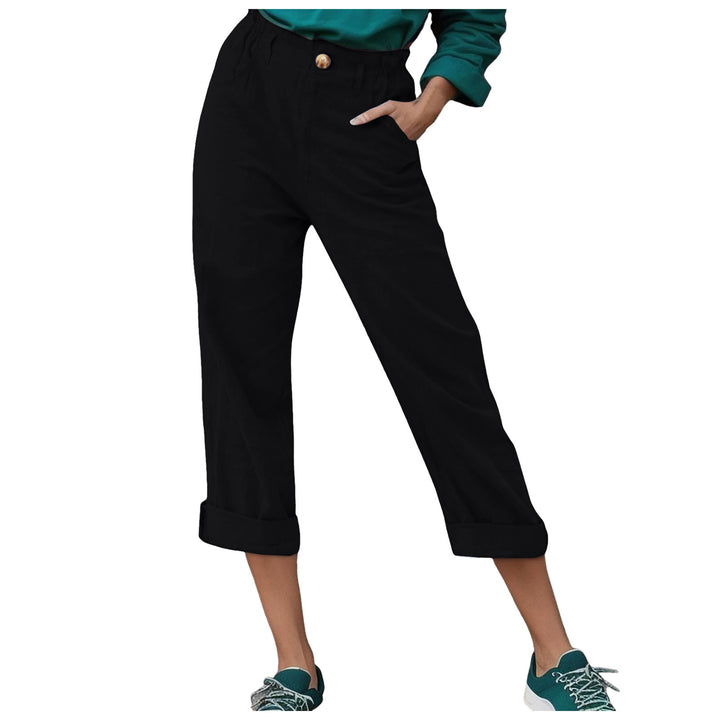 Women Comfortable High-Waisted Linen Harem Pants Lune London