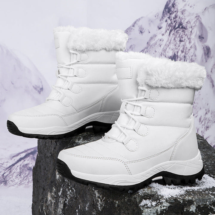 Lune London | Boots - Knee-high - Quilted - Lined with faux fur - Lacing
